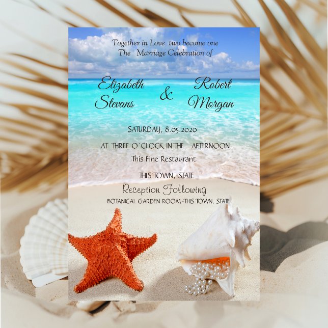 Plage Mariage Coquillages Invitation (Créateur téléchargé)