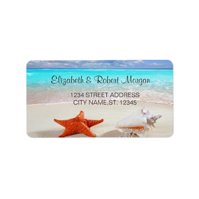 Plage Mariage Coquillages Mariage Étiquette (Devant)
