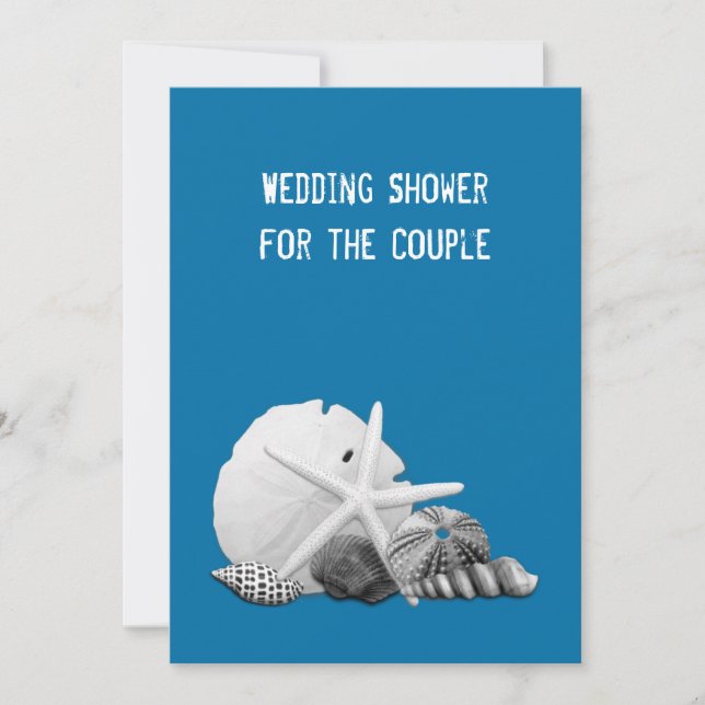 Plage Mariage Douche Coquillage Photos Invitations (Devant)