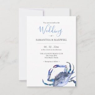 Plage Mariage Invitations Aquarelle Crabe