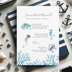 Plage Mariage Invitations Aquarelle Océan