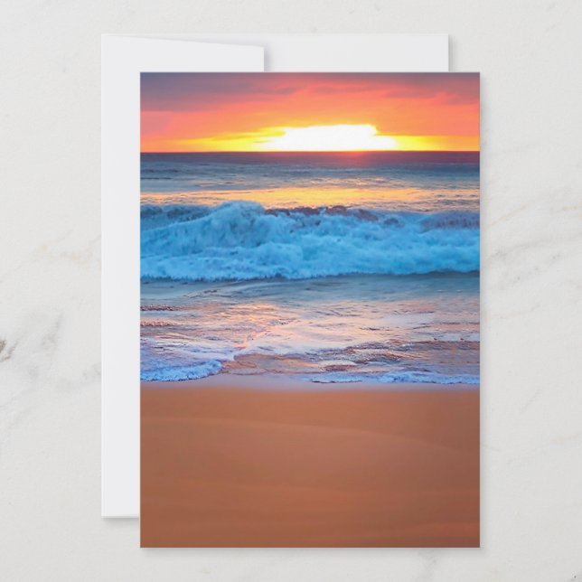 Plage Mariage Invitations Coucher de soleil Ocean  (Devant)