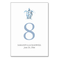 Plage Mariage Numéro de table Cartes Tortue de mer