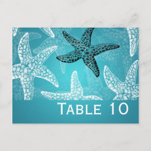 Plage Mariage Numéro de table Starfish Blue