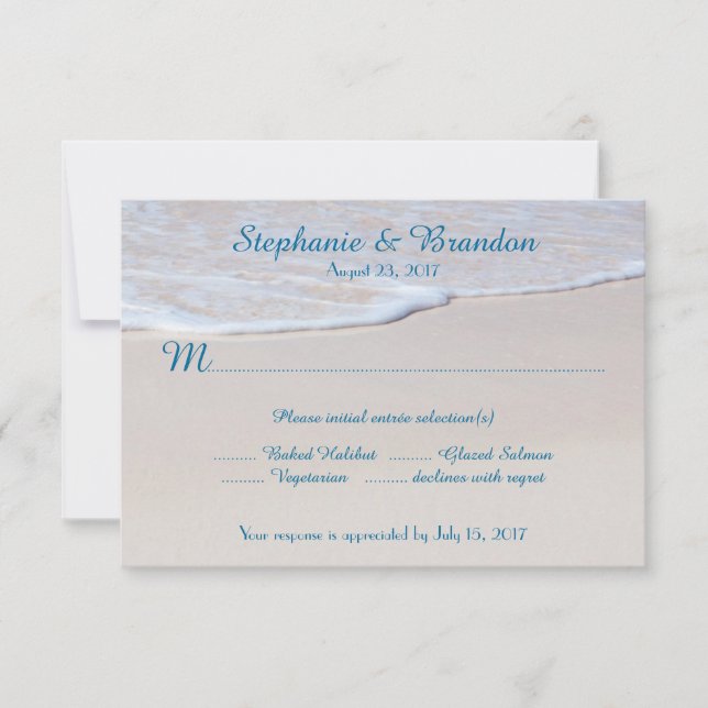 Plage Mariage Répondre Cartes Avec Choix De Menu (Devant)