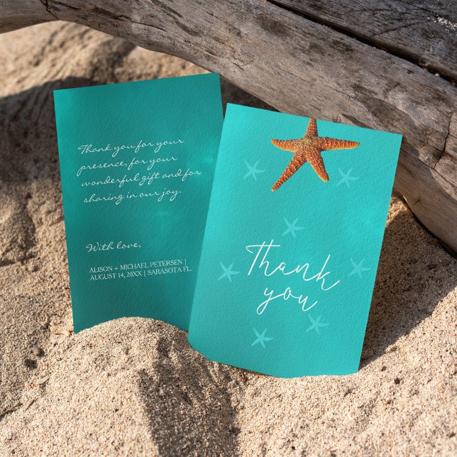 Plage mer mariage étoile de mer merci script aqua (Créateur téléchargé)