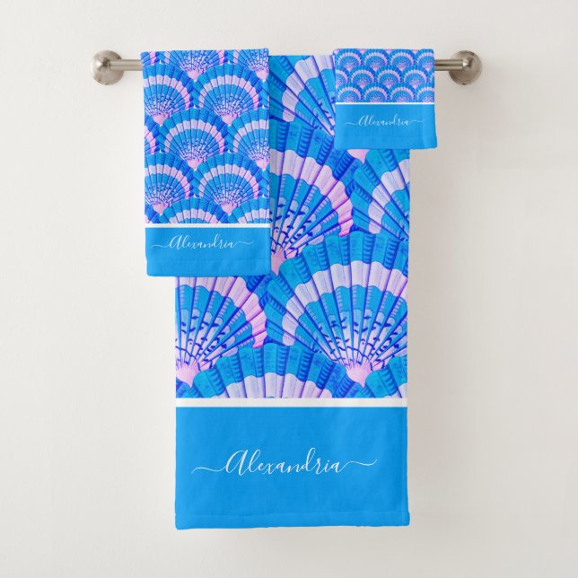 Plage moderne Blue Tropical Seashell Shell (En situation)