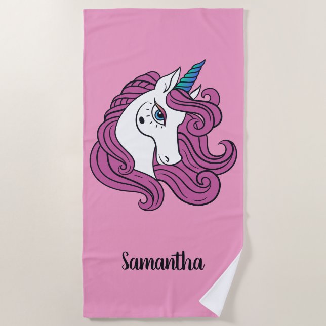 Plage Monogramme de licorne mignonne et serviette de (Devant)