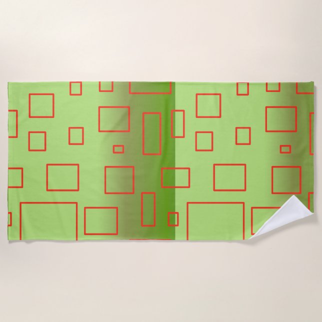 Plage Motif moderne vert design géométrique Serviette de (Devant)