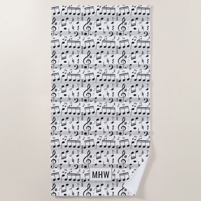 Plage Musique Motif personnalisé monogramme serviette de (Devant)