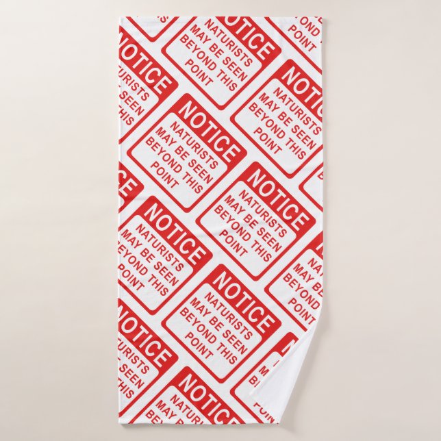 Plage Naturist - Motif aux signes rouge et blanc (Serviette de bain)