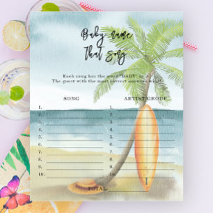 Plage - Nommez cette chanson jeu de baby shower