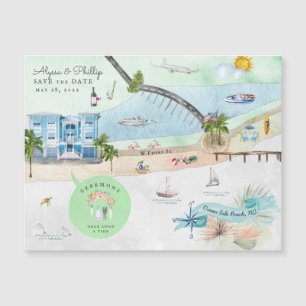 Plage Ocean Isle  Carte illustrée de la Caroline d