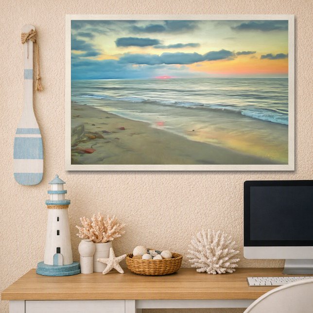 Plage Ocean Sunset 0735 Peinture Impression d'Art (Créateur téléchargé)