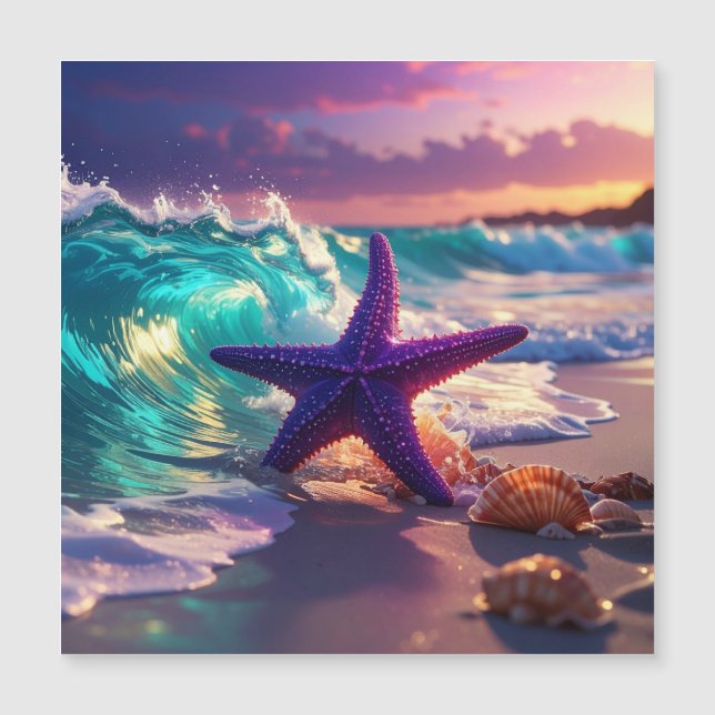 Plage océanique avec étoile de mer violette (Devant)