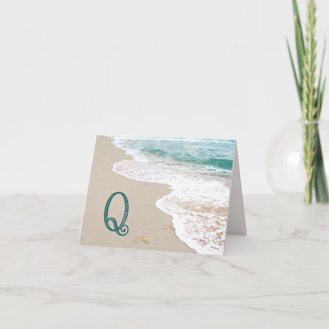 Plage océanique avec monogramme lettre Q (Devant)