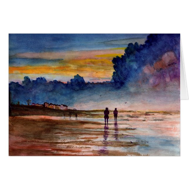 Plage orageuse de coucher du soleil peignant le (Devant Horizontal)
