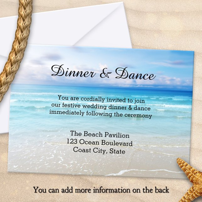 Plage ou Destination Mariage Insérer Invitation (Beach or destination wedding insert invitation template with additional information for your guests)