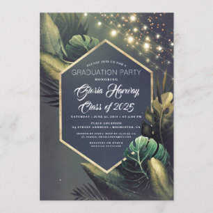 Plage Palm String Lumières Graduation Invitation