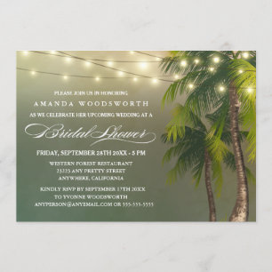 Plage Palm Tree Tropical Bridal Douche Invitations