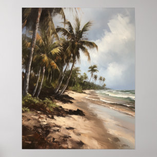 Plage Palm Trees Aquarelle Art Imprimer Poster