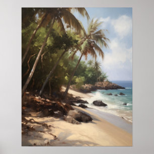 Plage Palm Trees Aquarelle Art Imprimer Poster
