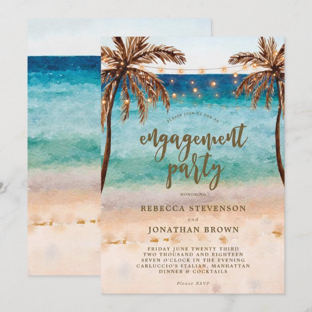 Plage, palmiers invitation à la fête (Devant / Derrière)