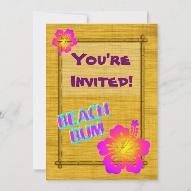 Plage Party Hibiscus Fleur Invitations personnalis (Devant)
