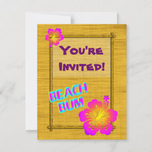 Plage Party Hibiscus Fleur Invitations personnalis