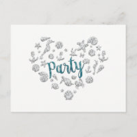 Plage PARTY Invitation Diamants Turquoises Enregis