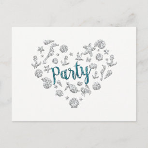 Plage PARTY Invitation Diamants Turquoises Enregis