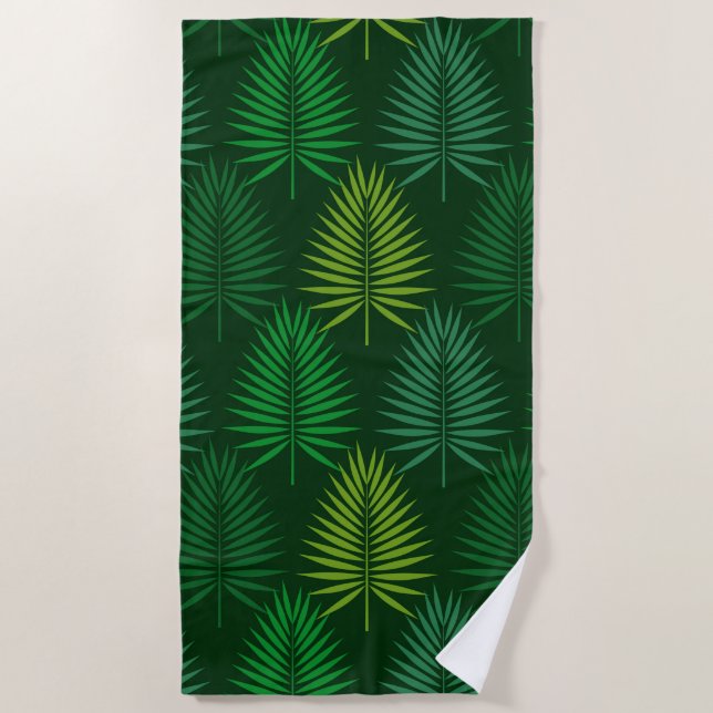 Plage Paume vert feuille botanique motif de serviette (Devant)