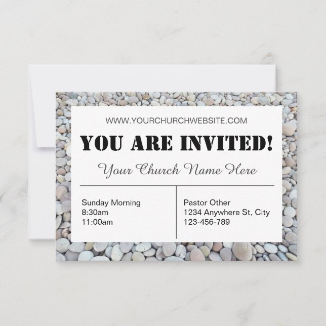 Plage Pebbles Church Invitation Card (Devant)