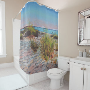 Plage Peinture Côtière Douche Rideau