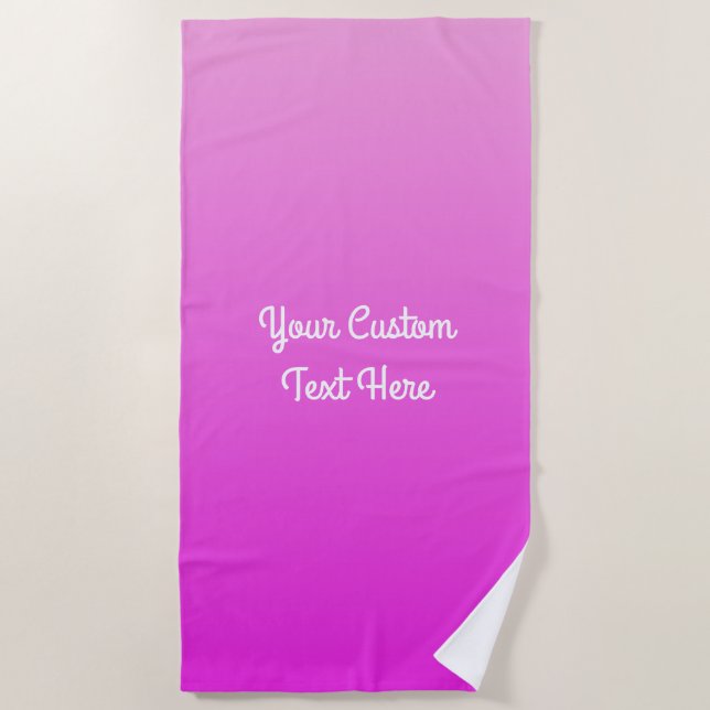 Plage Pink Gradient texte personnalisé serviette de plag (Devant)