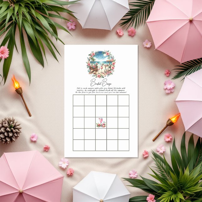Plage Pique-Nique Fête des mariées Jeu de Bingo (Beach Picnic Bridal Shower Bingo Game)