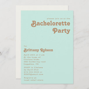 Plage Retro   Aqua Bachelorette Party Invitation