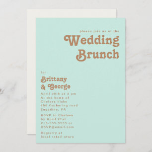 Plage Retro Aqua Mariage Brunch Invitation