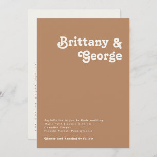 Plage Retro   Brown Tout en un Faire-part de maria