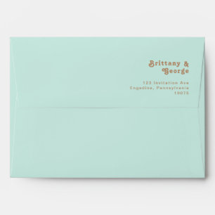 Plage Retro Enveloppe Faire-part de mariage Aqua
