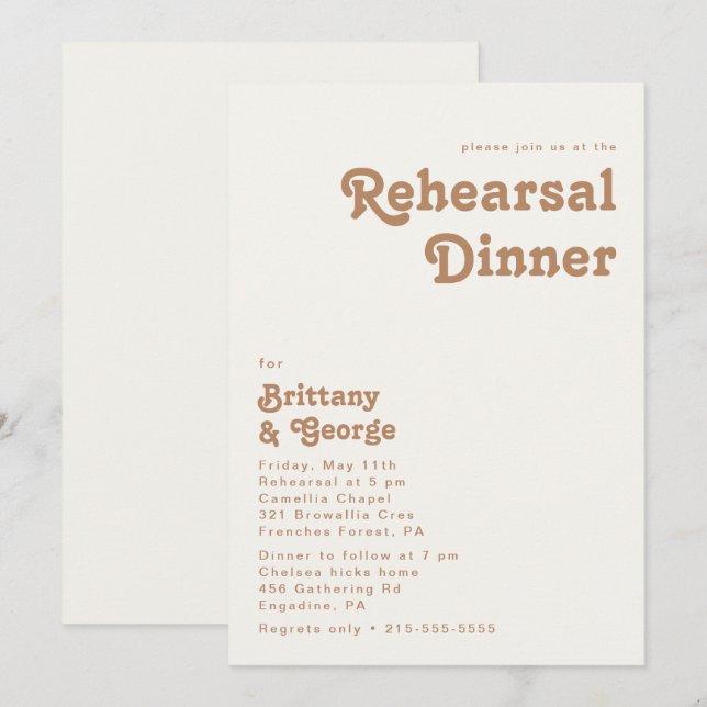 Plage Retro | Invitation au dîner de répétition d' (Devant / Derrière)