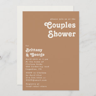 Plage Retro   Invitation de douche Brown Couples