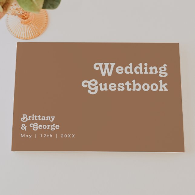 Plage Retro | Livre d'or Mariage brun (Créateur téléchargé)