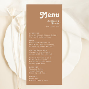 Plage Retro   Menu Dîner Mariage Brown
