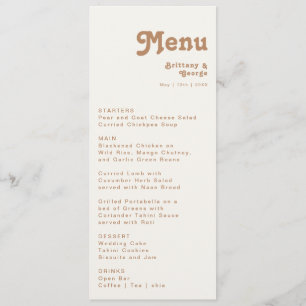 Plage Retro   Menu du dîner Mariage ivoire