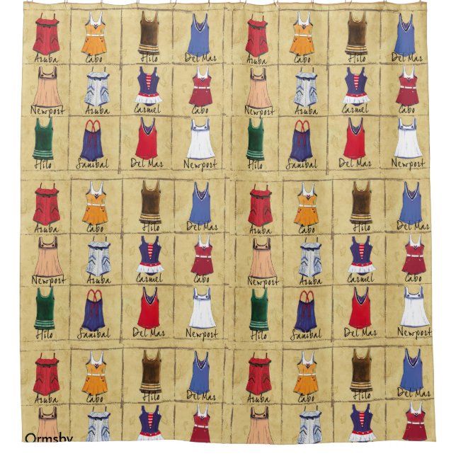 Plage-Rétro rideau en douche de costumes (Devant)