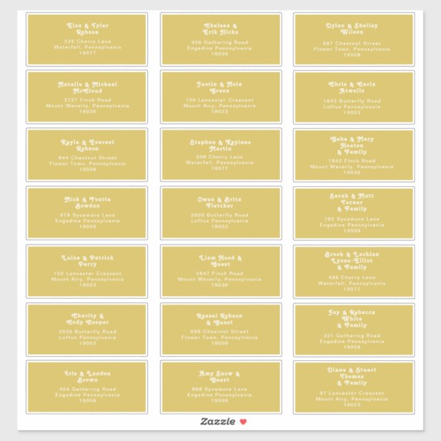 Plage Retro | Sticker d'adresse client Mariage Gol (Feuille)