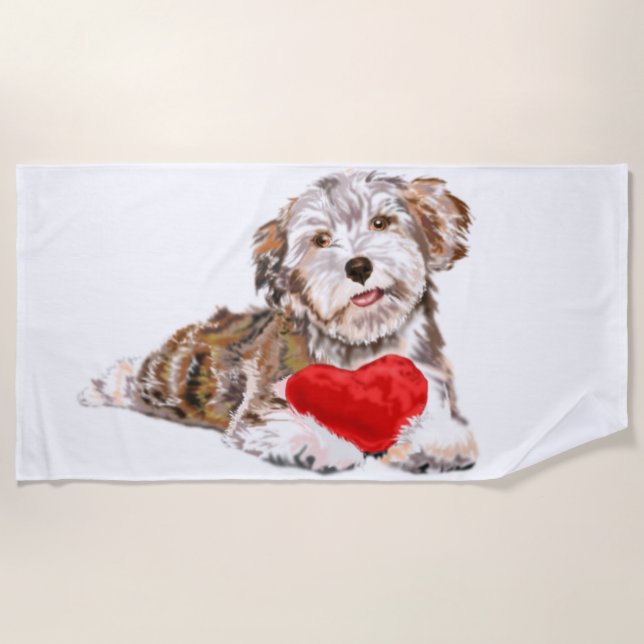 Plage Romantique chien animal de compagnie serviette de  (Devant)