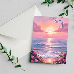 Plage rose Carte côtière de coucher de soleil oc