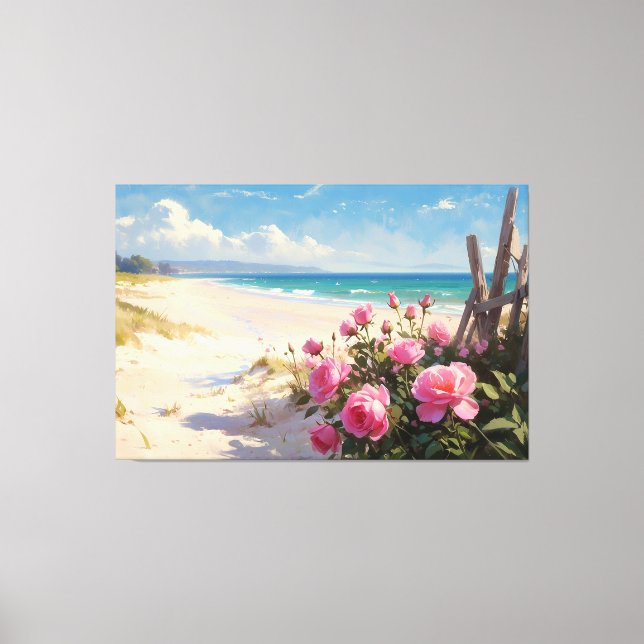 *~* Plage Rose clôtures TV2 toile étirée Imprimer (Recto)